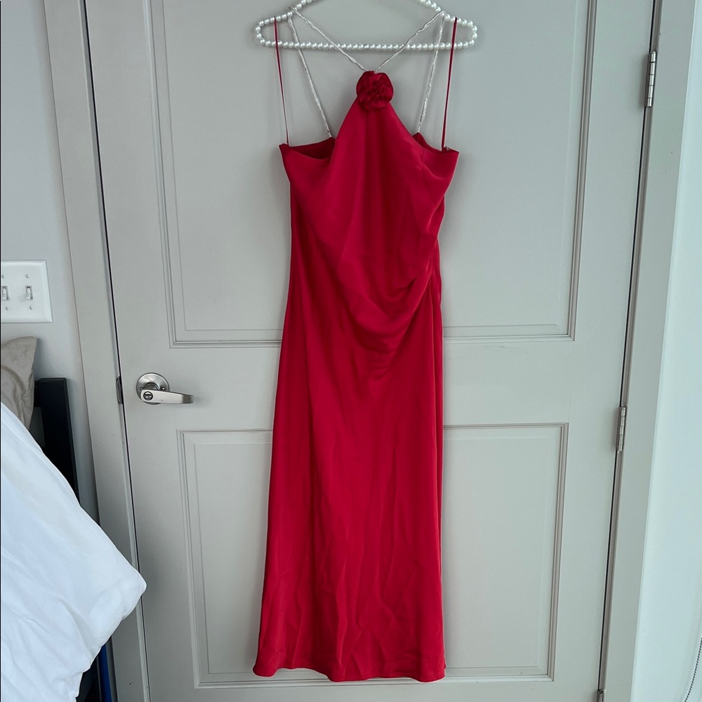 Skies Are Blue Vibrant Red Backless Dress